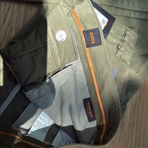 BOSS Khaki Trousers with Orange Detail